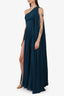 Elie Saab Turquoise One-Shoulder Gown Size 36