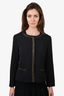 Elie Tahari Black Silk Bead Embellish Trimmed Blazer Estimated Size S-M