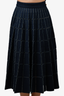 Elisabetta Franchi Denim Cut-Out Flared Midi Skirt Size 40