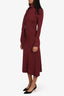 Ellery Burgundy Long-sleeve Maxi Dress with Scarf Detail Size Medium