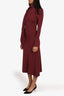 Ellery Burgundy Long-sleeve Maxi Dress with Scarf Detail Size Small