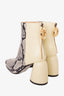 Ellery Snake Print/Yellow Leather with Gold Chain Ankle Boots Size 35