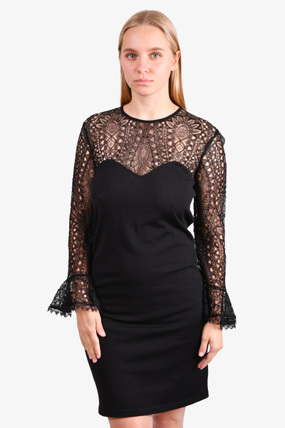 Emilio Pucci Black Wool Lace Details Dress Size L – Mine & Yours