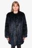 Emporio Armani Black/Blue Faux Fur Coat sz 42 w/ Tags