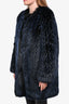 Emporio Armani Black/Blue Faux Fur Coat sz 42 w/ Tags