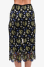 Erdem Black Crochet Purple/Yellow Floral Skirt Size 4