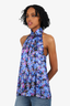 Erdem Blue Silk Floral Print Sleeveless Top Size 4