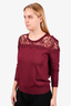 Erdem Burgundy Knit Lace Scoop Neck Sweater Est. Size S