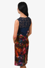Erdem Navy/Multi-Floral Silk Blend Sleeveless High Neck Midi Dress Size 2