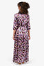 Erdem Purple Floral Silk Quarter Sleeve Maxi Dress with Belt Size 10