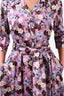 Erdem Purple Floral Silk Quarter Sleeve Maxi Dress with Belt Size 10