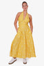 Erdem Yellow/White Floral Embroidered Halterneck Maxi Dress Size 6
