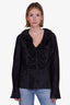 Escada Black Silk Button Down with Ruffle Collar Size 42