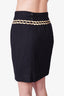 Escada Black Wool Skirt with Gold Watch Design Size 38