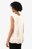 Escada Cream Silk Pleated Ruffle Sleeveless Top Size 42