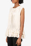 Escada Cream Silk Pleated Ruffle Sleeveless Top Size 42