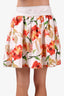 Escada Cream Silk Red Floral Mini Skirt Size 12