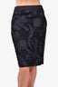 Escada Navy/Black Embroidered Midi Skirt Size 36