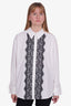 Escada White Cotton Button Down with Lace Panelling Size 42