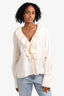 Escada White Silk Ruffle Blouse Size 44