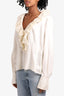 Escada White Silk Ruffle Blouse Size 44