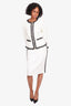 Escada White Tweed/Black Trim Blazer + Skirt Set sz 36