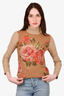 Etro Beige Floral Printed Cashmere Turtleneck Size 44