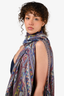 Etro Purple/Blue Paisley Wool/Silk Raw Edge Scarf
