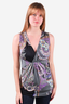Etro Purple Printed V-Neck Sleeveless Top Size 44