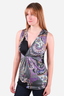 Etro Purple Printed V-Neck Sleeveless Top Size 44