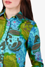 Etro Turquoise Patterned Button Down Top Size 46