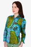 Etro Turquoise Patterned Button Down Top Size 46
