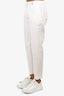 Fabiana Filippi White Striped Beaded Straight Leg Pants Size 42