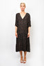 Faithfull The Brand Black/Red Floral Printed Midi Dress Size L