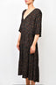 Faithfull The Brand Black/Red Floral Printed Midi Dress Size L