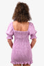 Faithfull the Brand Lilac Linen Smocked Puff Sleeve Mini Dress Size L