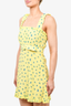 Faithfull the Brand Yellow/Blue Floral Ruffle Strap Mini Dress with Belt Size S