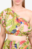 Farm Rio Pink/Green Floral Linen Blend Cutout One Shoulder Mini Dress Size S