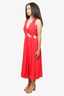 Farm Rio Red Linen Cut Out Sleeveless Midi Dress Size M