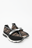 Fendi Black/Brown Fabric Zucca "Love" Sneakers sz 37.5