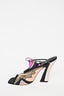 Fendi Black/Pink Fabric Printed Peep Toe Heel sz 36 new
