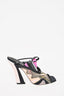 Fendi Black/Pink Fabric Printed Peep Toe Heel sz 36 new