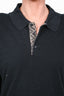 Fendi Black Polo Top with Zucca Collar Detail Size XXL Mens