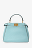 Fendi Blue Leather Selleria Mini Peekaboo Bag