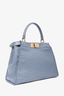 Fendi Blue Ostrich Leather Peek-a-Boo Top Handle with Strap
