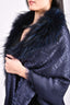 Fendi Blue Silk/Wool FF Murmansky Fur Trimmed Shawl