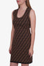 Fendi Brown/Black Zucca  Logo Print Sleeveless Dress Size 42