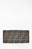 Fendi Brown Canvas FF Logo Long Wallet