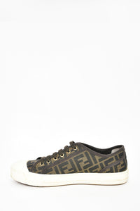 Fendi Brown Fabric Low Top Domino Sneakers sz 9