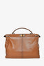 Fendi Brown Leather Large Peek A Boo Top Handle